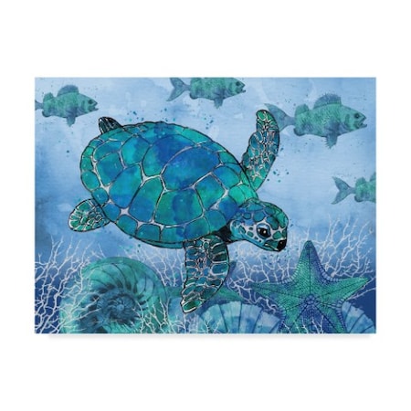 Jean Plout 'Ocean Blues Turtle' Canvas Art,14x19